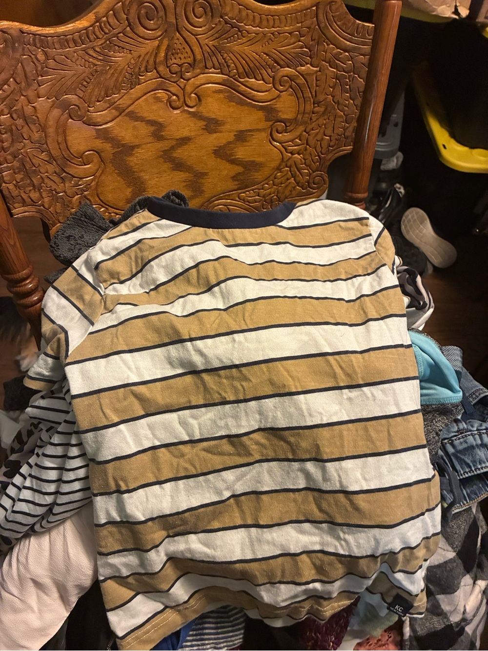 Kenneth Cole Kids Short Sleeve Striped Tee in White and Tan